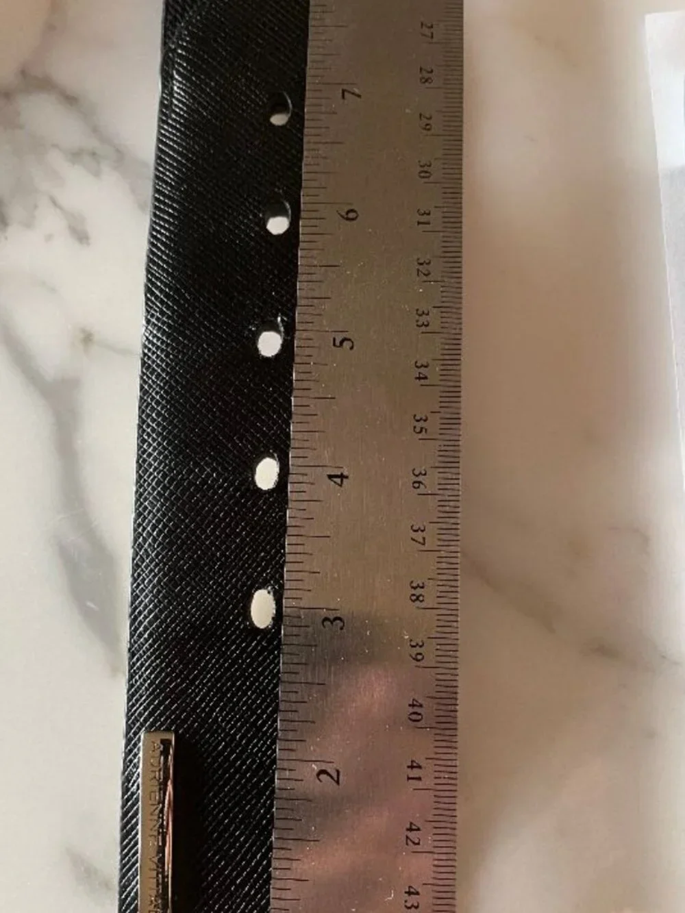 Adrienne Vittadini Black Faux Leather Belt with Elastic Back & Silver Buckle